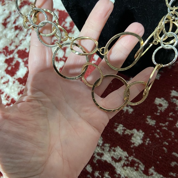 Two-for Necklace Bundle. Gold and Silver Tones Necklace & Multi-Strand Necklace - Picture 5 of 6